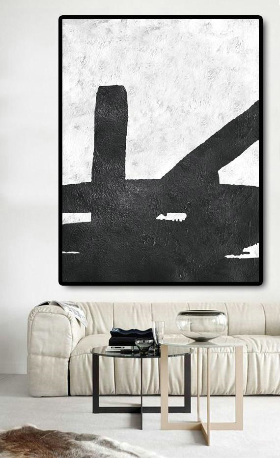 Extra Large Canvas Art,Black And White Minimal Painting On Canvas - Big Painting